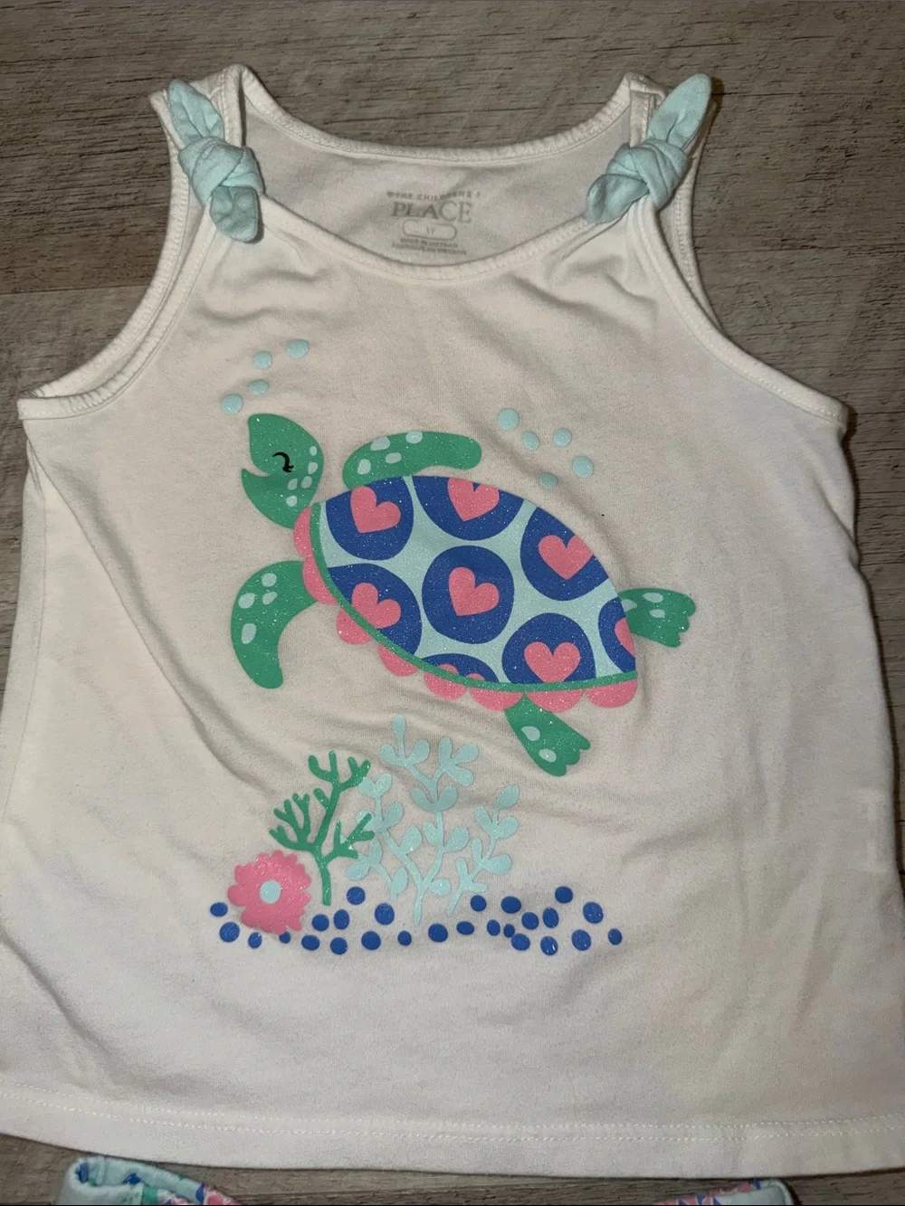 The Children's Place White Tank & Blue Turtle Print Matching Set